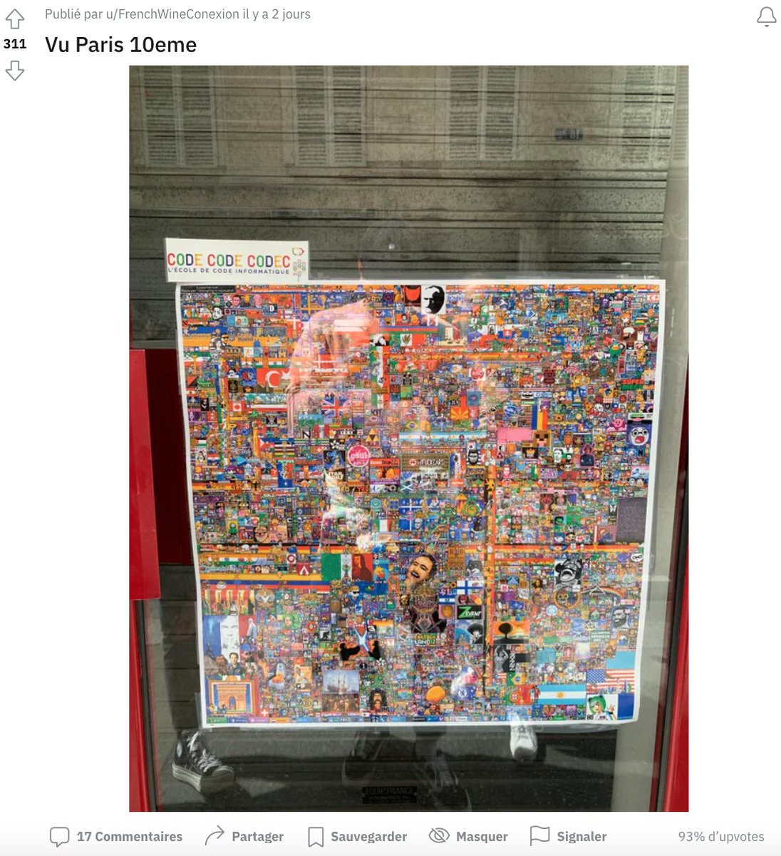 CodeCodeCodec's tweet image. Vous êtes nombreux à vous arrêter sur notre magnifique affiche de Pixel War dans notre centre du 10ème et ça nous fait super plaisir ! 

Merci à tous et surtout aux redditeurs du r/France ☺️

reddit.com/r/france/comme…