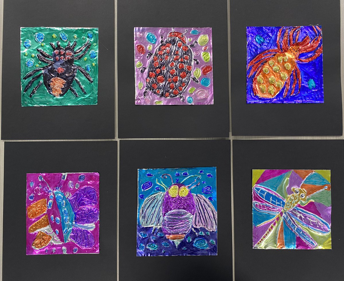 Metal embossed insects with 3rd graders. VerdeArtK8