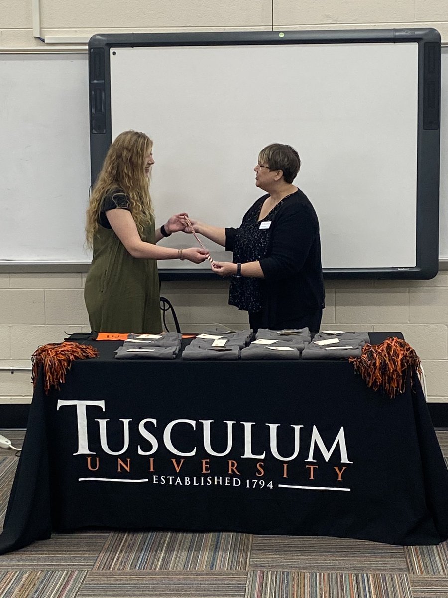 Gibbsprincipal's tweet photo. Congratulations to Lydia Adkins on attaining her @Tusculum_Univ associates degree while attending @GibbsEagles. Today she was presented with her graduation cords. Congratulations! @_GHSCounseling @KnoxSchools https://t.co/Z5Gii6sxgp