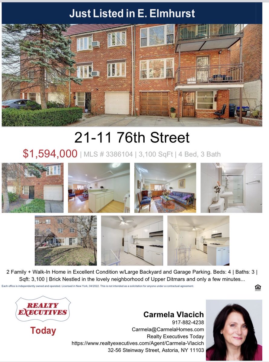 Just Listed for $1,594,000 - 21-11 76th Street , E. Elmhurst, NY 11370
#realestate #realtor #realestateagent #home #property #investment #forsale #realtorlife #househunting #dreamhome #luxury #interiordesign #luxuryrealestate #newhome #architecture #house #homesweethome #real