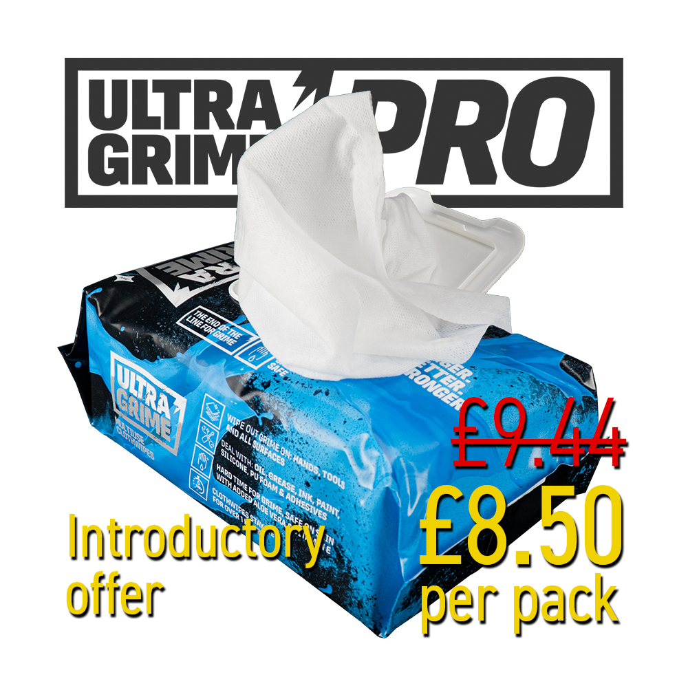 Now stocking the excellent <a href="/UltragrimeEU/">UltraGrimeEU</a> Pro disposable wipes. Massive 38cm x 25cm in size, made from super-strong soft cloth-like fabric and can clean up oil, grease, ink, paint, silicones, or even uncured PU foam. 🧻

Available to order online at tilingsuppliesdirect.co.uk 👈