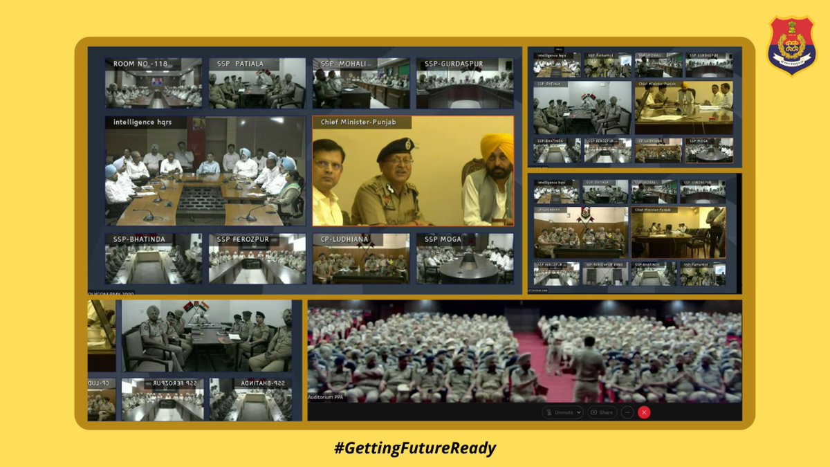DGPPunjabPolice's tweet image. Hon’ble CM @BhagwantMann interacted with 23000+ Punjab Police officers via 930+ video conferencing locations and shared a vision to make Punjab Police number 1 police in the country. #GettingFutureReady