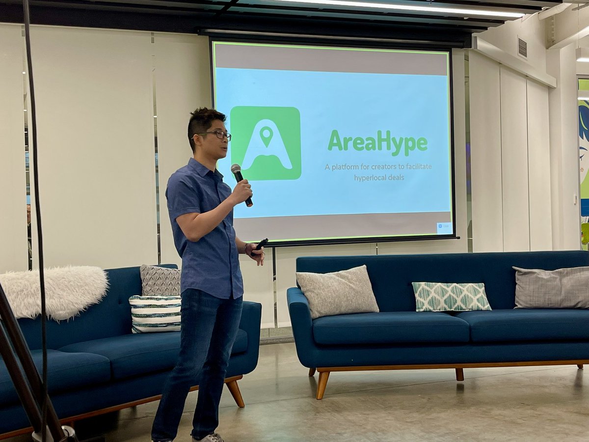 Ken Ma (<a href="/TheRealAreaHype/">AreaHype</a>) presenting at #1MCKC this morning!

They are building out a platform for creators to facilitate hyper local deals. 

Looking to:
1️⃣ Get connected in the KC community
2️⃣ Help creators promote their favorite local spots
