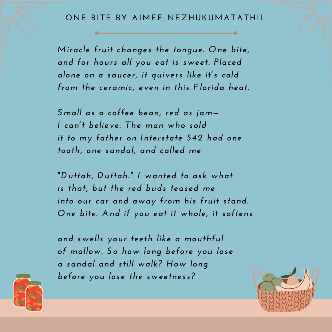 Next up in our National Poetry Month series is Aimee Nezhukumatathil!

You can check out some more of her work in Lace &amp; Pyrite, a collaborative chapbook of epistolary garden poems.

#NationalPoetryMonth
