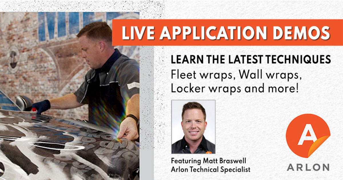 Lindenmeyr's tweet photo. Register now! Live stream three fantastic @ArlonGraphics training sessions from our 2022 Wide Format EXPO - Thursday, April 21 and Friday, April 22! https://t.co/F5eIjB8ylm https://t.co/LH6cRUpngg