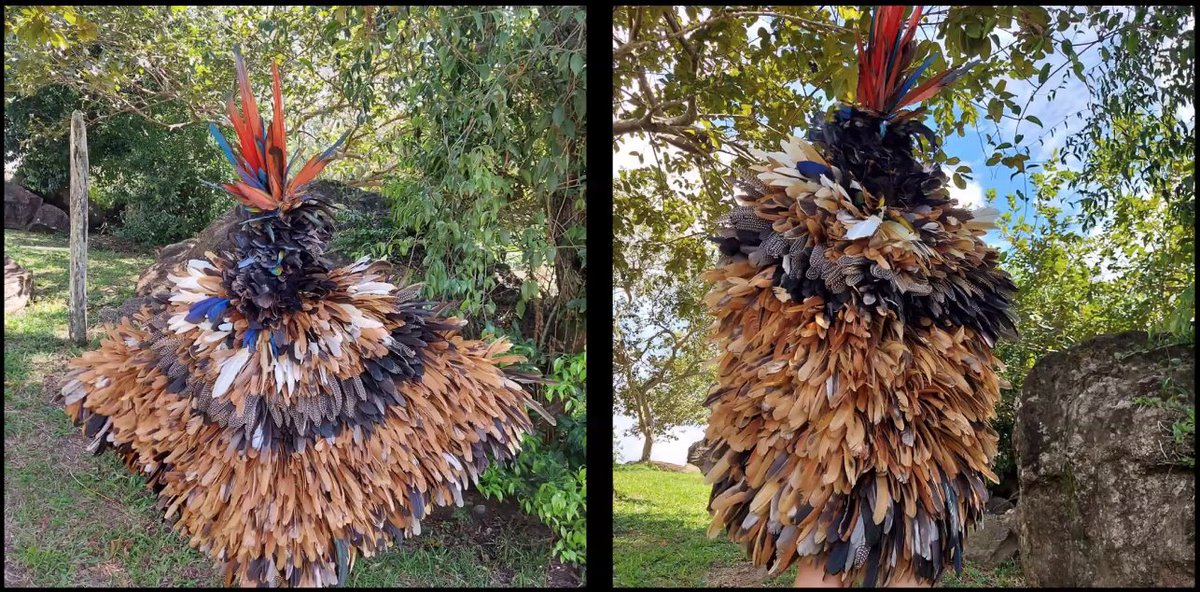 CLALS_UPENN's tweet photo. Clothes were produced by Glicéria Jesus da Silva, Indigenous leader, teacher, intellectual, and artist during the quarantine. These dresses are not to trade, they represent the powers of birds. #Activism #IndigenousStruggles #IndigenousWomen #Land #Brazil #JustFutures https://t.co/wyFFZw5yno