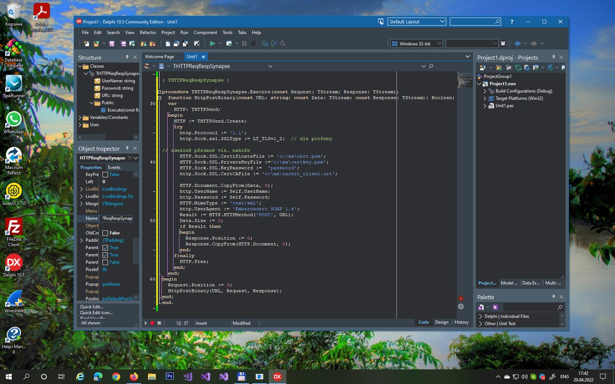 DelphiDevelop's tweet image. Today, I've read one interesting article on using THTTPRIO together with Synapse TCP library for SOAP. This might be useful when you are experiencing problems with SChannel, e.g. with TLS 1.3. In this situation, Synapse looks as a good alternative👍
delphi.cz/post/Pouziti-s…