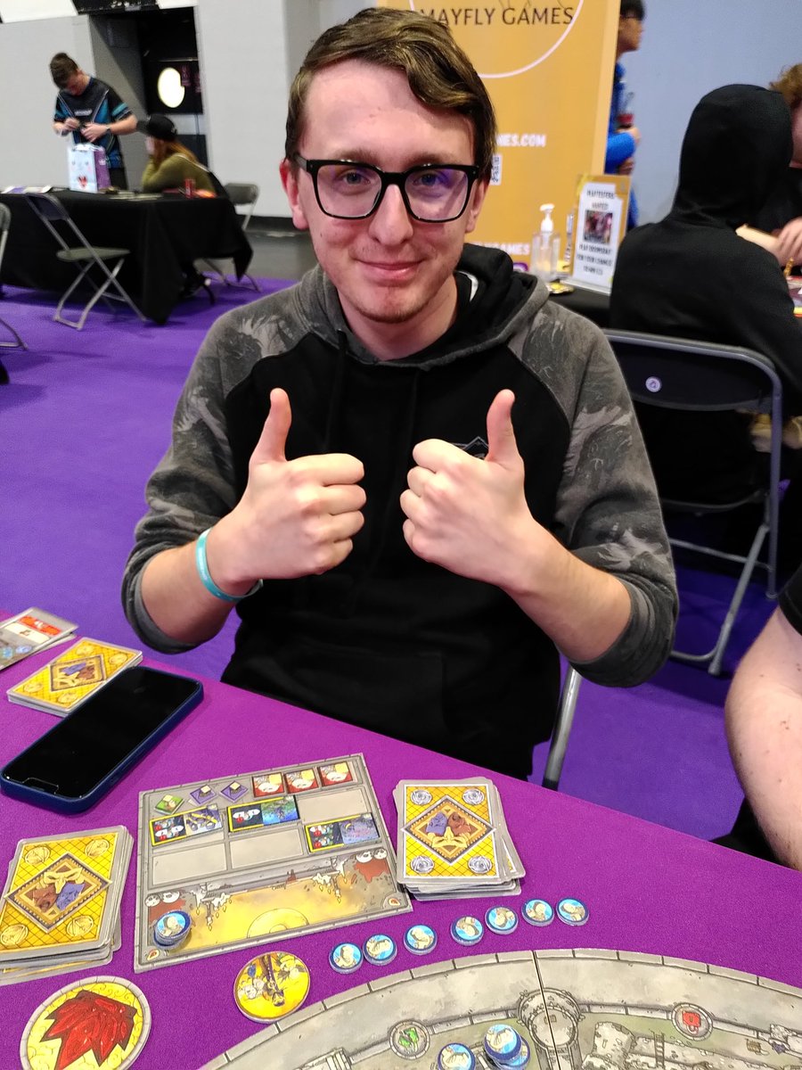 trollsnrerolls's tweet photo. Meet Alex - he bid a RECORD BREAKING 13 Peasants to win the First Player Marker, only to immediately realise his grand plan relied on his card being playable in his District...which it can't 😑

Was hilarious though - one of the many memories made over @IGFestUK 😂😁 https://t.co/KgiQSRvxrp