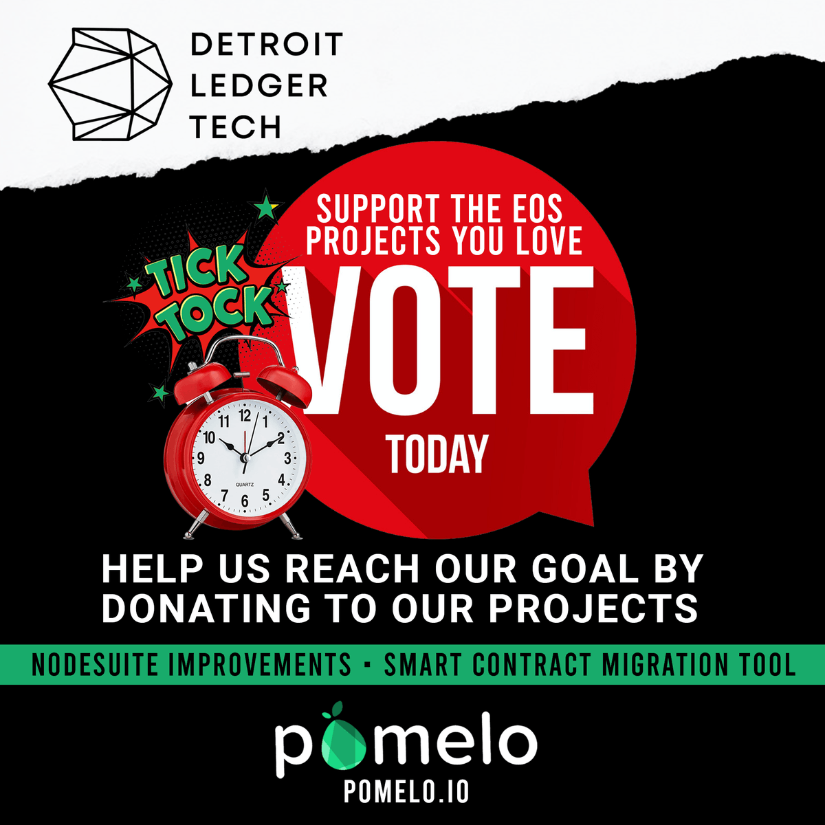 detledgertech's tweet photo. Your 🗣️ matters! Support developer tools for #eosio blockchains. Contribute to DLT’s projects on @pomelo for nodesuite improvements and a smart contract migration tool. https://t.co/fEQnB7Nkbp and https://t.co/bCJXbRD7ct #pomelo #eosio #blockchain #eos #dapps #eosdiscussions https://t.co/VYd2t1OMHB