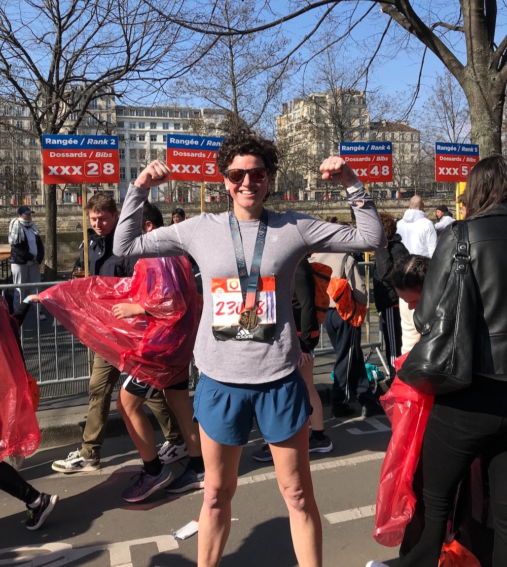 GoalFiveApparel's tweet photo. Our team takes wear testing very seriously! Last month, Lindsey, our EVP and Head of Marketing, ran the Paris Half Marathon in Sheva Shorts, the 99er Bra, Advance Tank, & Foudy Longsleeve.
#GoalFive #ParisHalfMarathon https://t.co/AhNshIKyMm