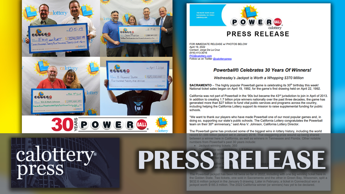 Happy 30th birthday #Powerball! America’s jackpot game launched 30 years ago this week. Read all about the most notable #CALottery winners and how you can get in on the action for a chance at $370 million! https://t.co/6aX1WRSCeY https://t.co/8zdN92JlZZ