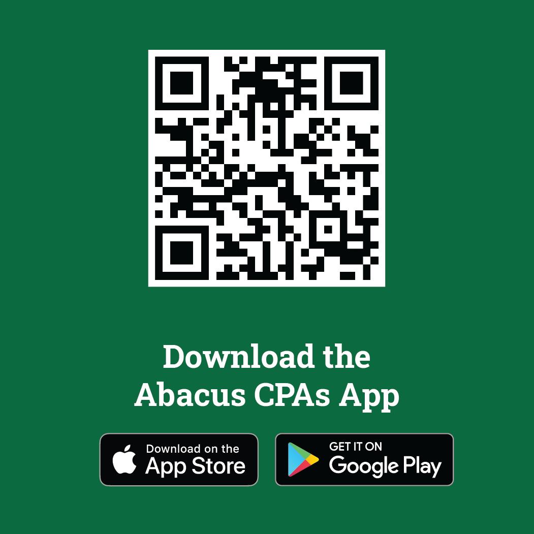 AbacusCPAsLLC's tweet photo. The Abacus App is here! Give yourself an elevated tax project experience with real-time updates on your project.

Use the QR code or click this link (from your phone): https://t.co/weCqkJaa6M https://t.co/wZW74zyfKJ