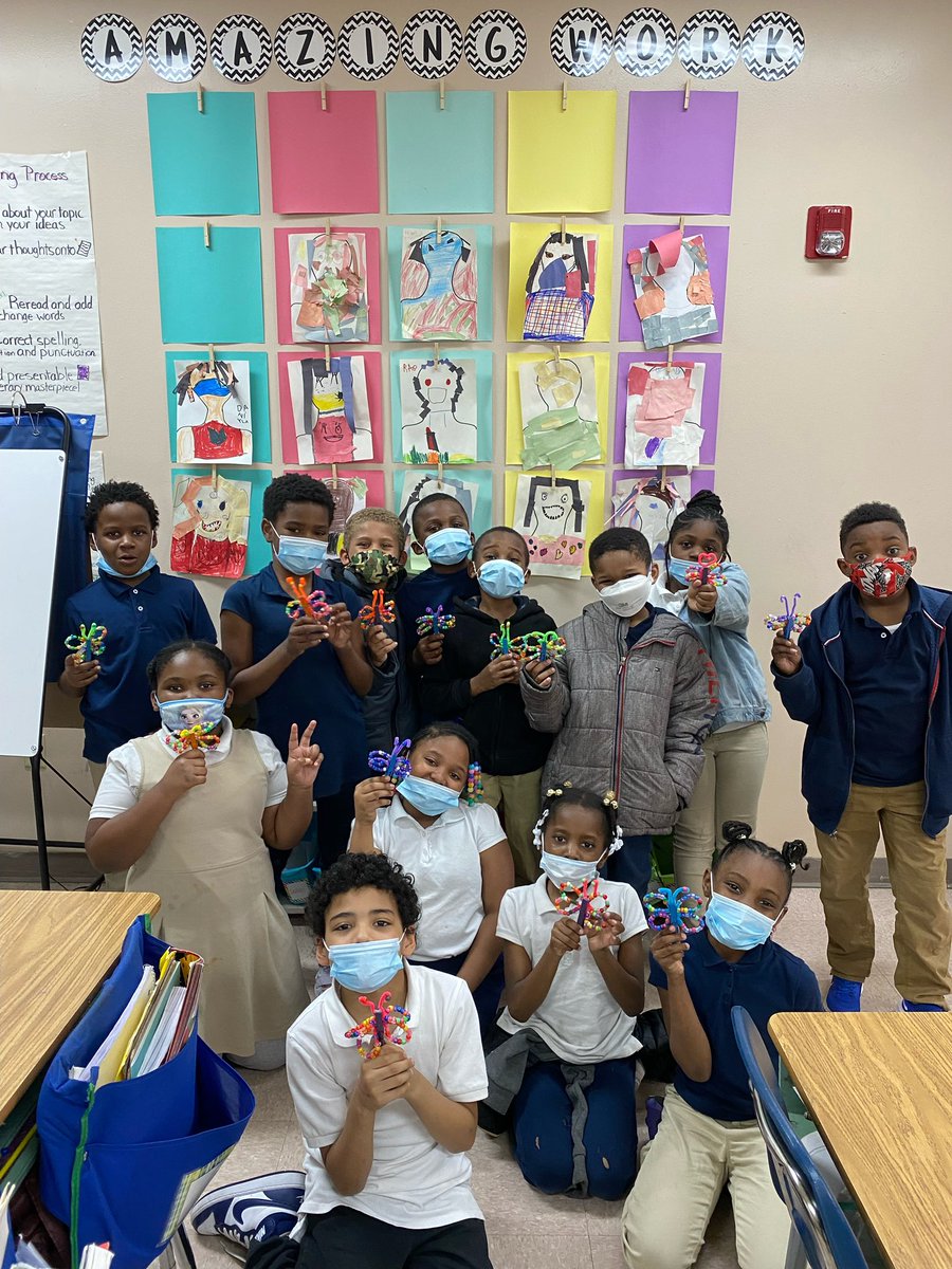 Mrs. Willard’s class made beaded butterflies after learning about the butterfly life cycle. They are preparing for their field trip to Powell Gardens where they will get to see a butterfly garden.
