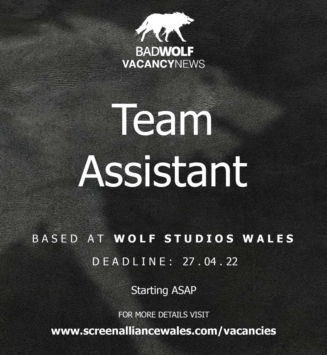 🚨 New job alert! 🚨 

<a href="/BadWolf_TV/">Bad Wolf</a> are seeking a Team Assistant to join their development team! 

The team are particularly welcoming applications from those from underrepresented backgrounds.

To find out more about the role and how to apply, visit: screenalliancewales.com/vacancies