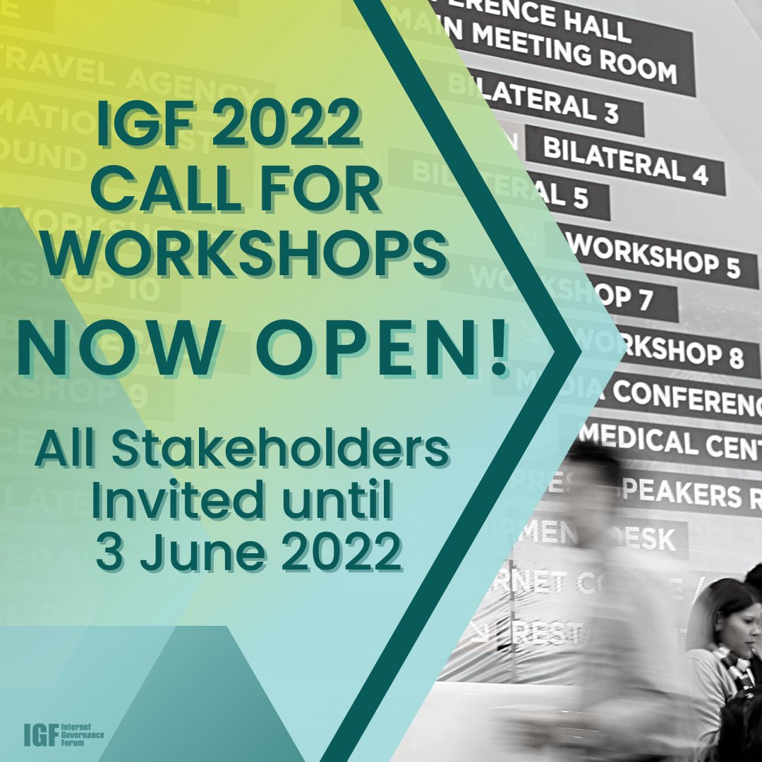 The IGF has launched its 2022 Call for Workshop Proposals! ALL stakeholders are now invited to make submissions until June 3rd.
Read More, including on IGF Themes | bit.ly/38Ymhvv
Access the Workshop Form | bit.ly/3vjMyM4
#NetGov #IGF2022 #ResilientInternet