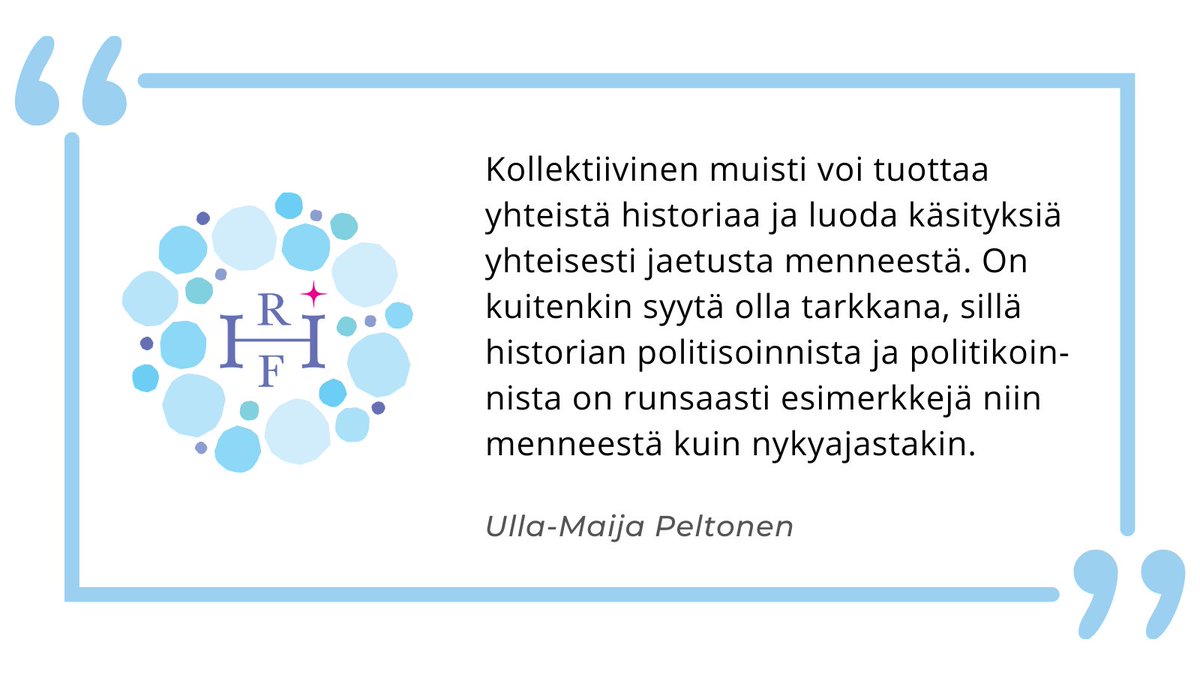 RantaForum's tweet photo. Dosentti Ulla-Maija Peltonen totesi Helena Ranta Forumissa, että historian muistaminen voi olla monella tapaa värittynyttä. Asioiden työstämiseksi onkin tärkeää, että vääryyksiä kokeneille annetaan ääni julkisuudessa.

https://t.co/KlBw7th4XY

#HelenaRantaForum https://t.co/iSMt7RvR1T