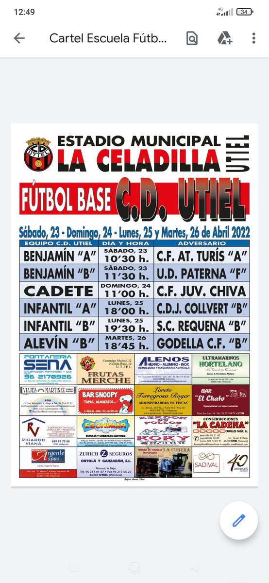 ⚽️ PRÓXIMOS PARTIDOS EN LA CELADILLA ⚽

Después de unos días de descanso, volvemos...
¡Os esperamos! 🙌

#123Utiel❤️🖤