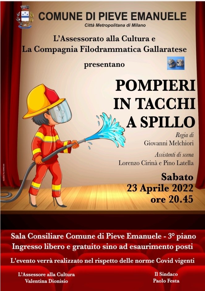 CFGTeatrale's tweet photo. Vi aspettiamo!!!! #pompieriintacchiaspillo #teatro #pieveemanuele https://t.co/4IcH40rjgJ