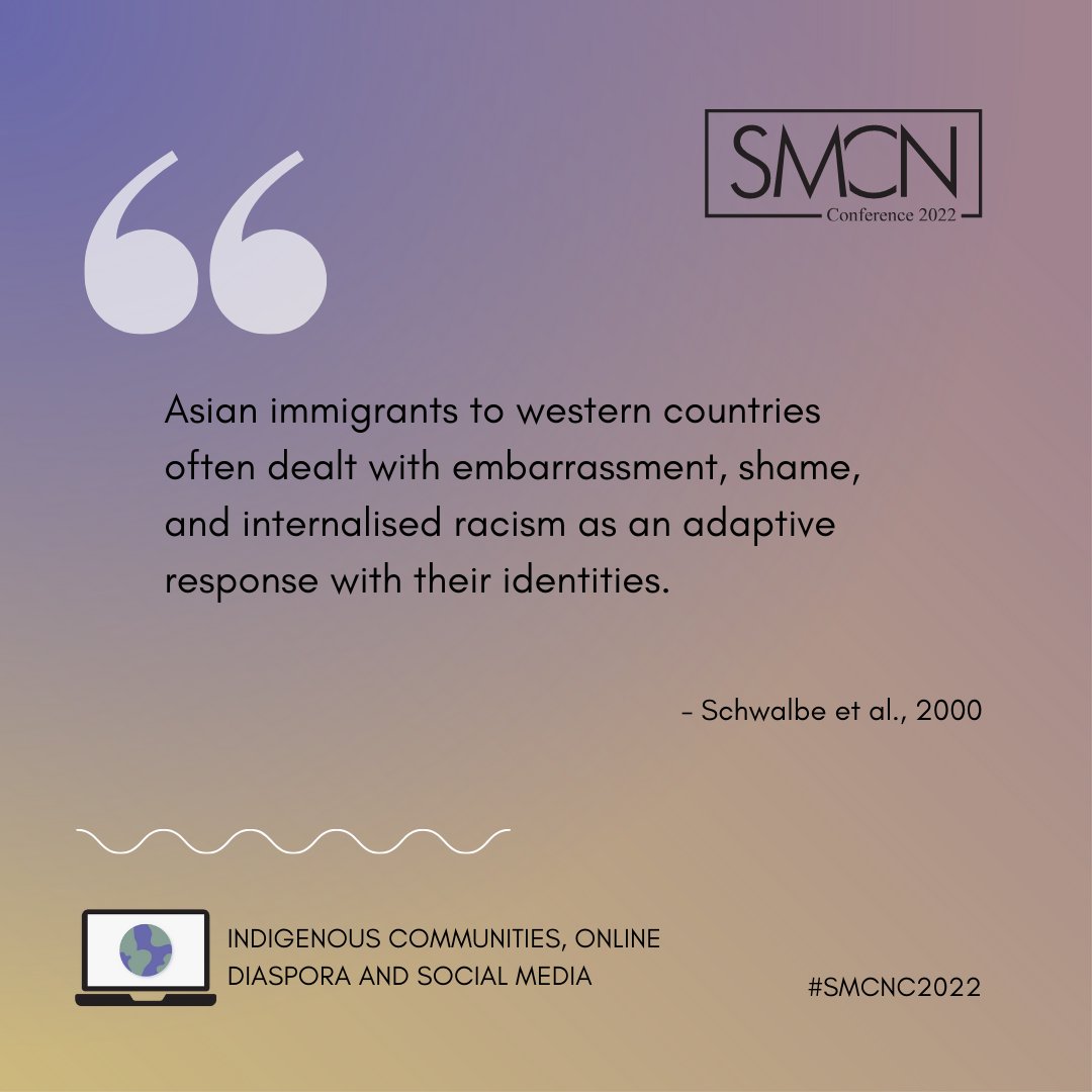 rubywly's tweet photo. Social media has created a community where Asian immigrants can come together as equals.
Sharing my conference paper online from Monday. @smcn2022 @netstudies 

#SMCNC2022 #veryasian  #asianlivesmatter https://t.co/3Dm5maGASb
