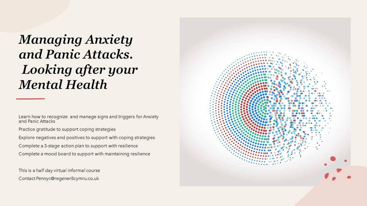 RCymru's tweet photo. 🤷‍♀️🤷‍♂️👀Open half day courses available for Managing Anxiety and Panic Attacks. 
Contact us for availability and cost https://t.co/ZUCL93gc02