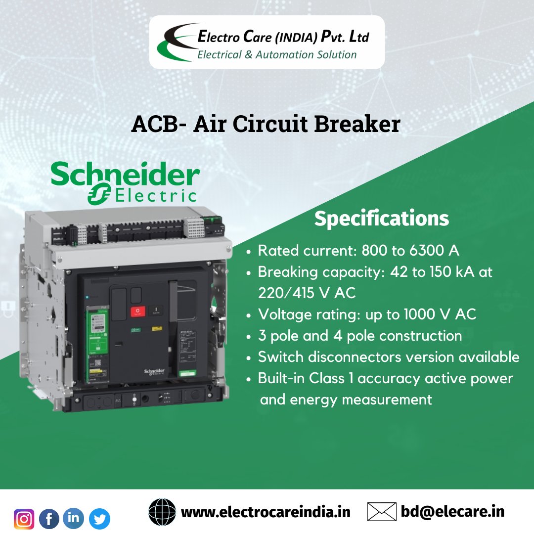 ElectroCare5's tweet image. Circuit breakers to protect lines up to 6300 A, offering advanced digital features.
@SchneiderIndia   #ACB  #aircircuitbreaker #elecare
#industrial #navimumbai #india #distribution  #electric  #electrocareindia