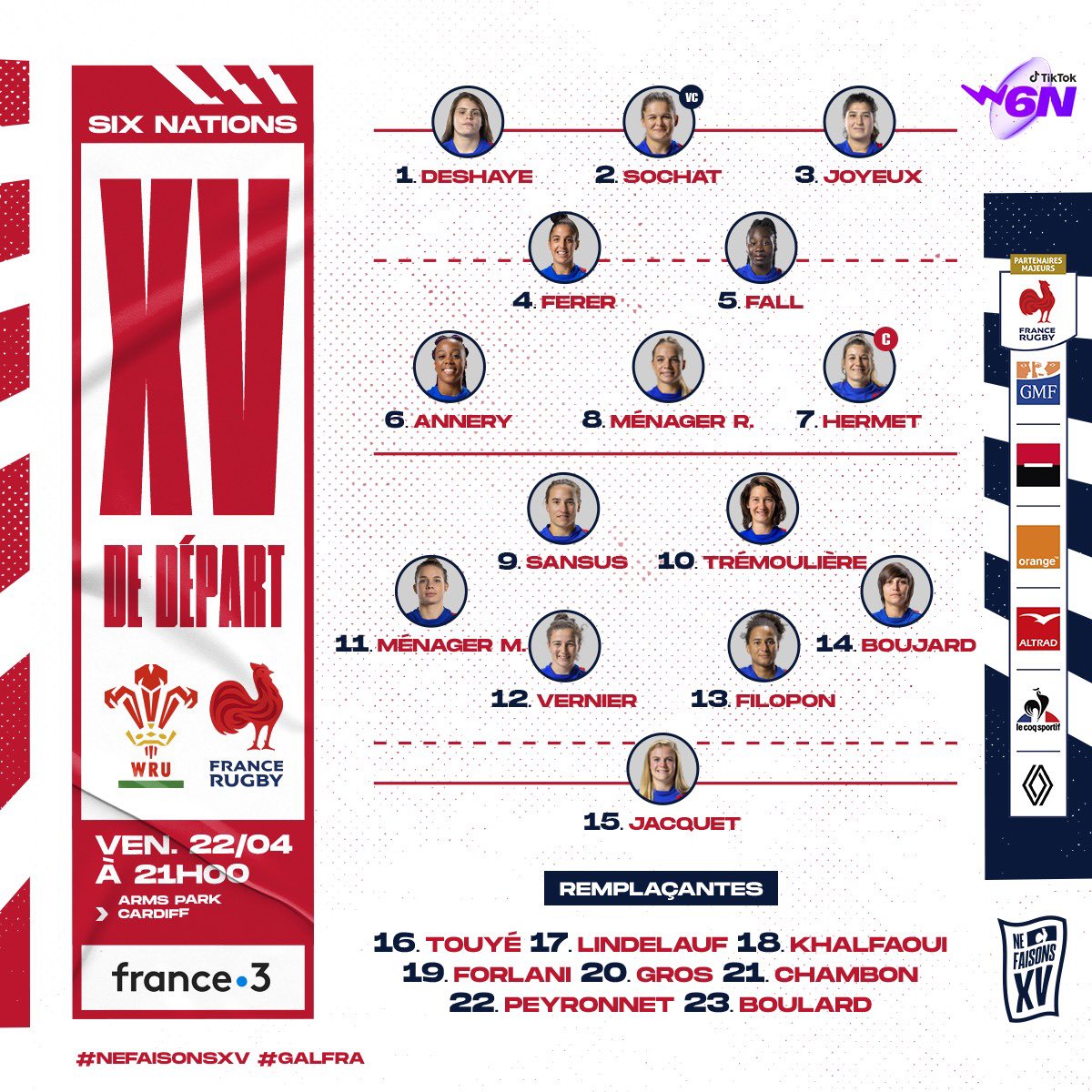 FranceRugby's tweet image. 🇫🇷🏴󠁧󠁢󠁷󠁬󠁳󠁿 Vᴏᴛʀᴇ ᴇ́ϙᴜɪᴘᴇ ᴘᴏᴜʀ Cᴀʀᴅɪғғ !

Retrouvez les Bleues pour ce 4ème match du Tournoi des #SixNations vendredi à 21h en direct sur @France3tv 📺

#XVdeFrance #GALFRA #NeFaisonsXV
