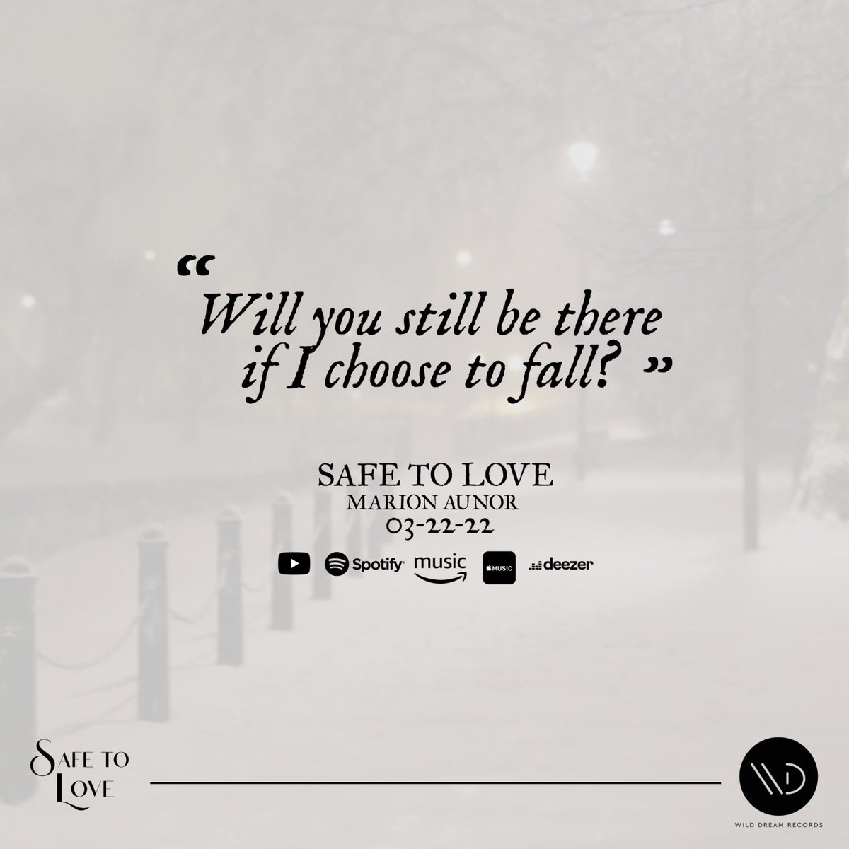 Will you still be there if I choose to fall?

SAFE TO LOVE
Marion Aunor
April 22, 2022 | 12 midnight (PHT) 

Pre-save here: bfan.link/safe-to-love