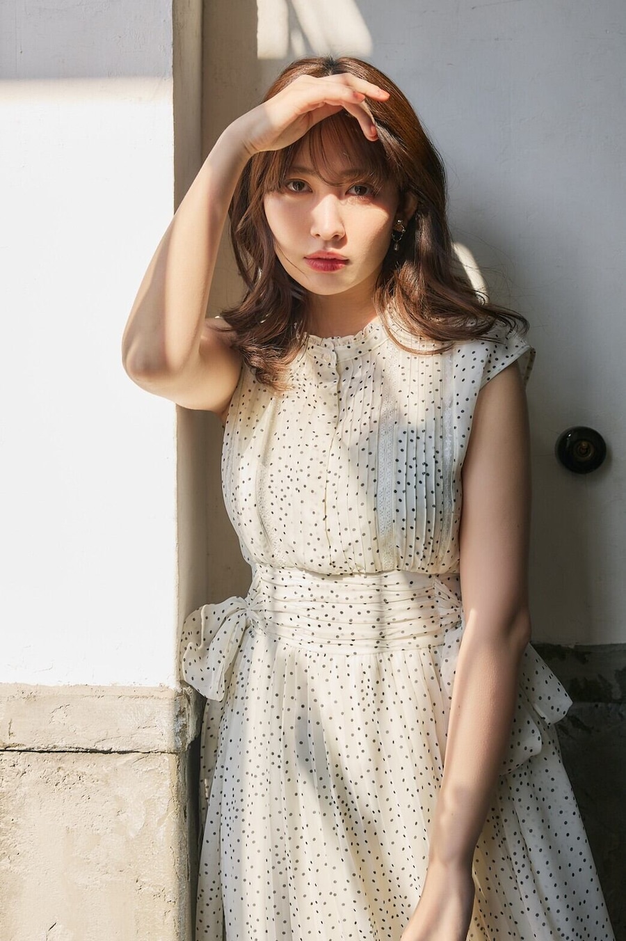 Her lip to on Twitter "//Polka Dot Side Bow Pleated Dress// クラシカルなムードの