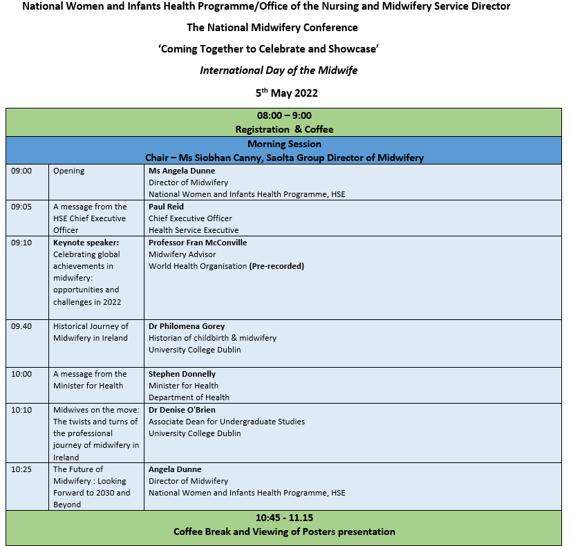 NWIHP's tweet photo. 📢The programme for the National Midwifery Conference on May 5th. It promises to be a very interesting day. @NWIHP @NurMidONMSD  are so delighted to have all these fantastic speakers and guests on board. Limited places remaining! Register  https://t.co/knHB7t2Bq3 https://t.co/XVV5Omr2Ly