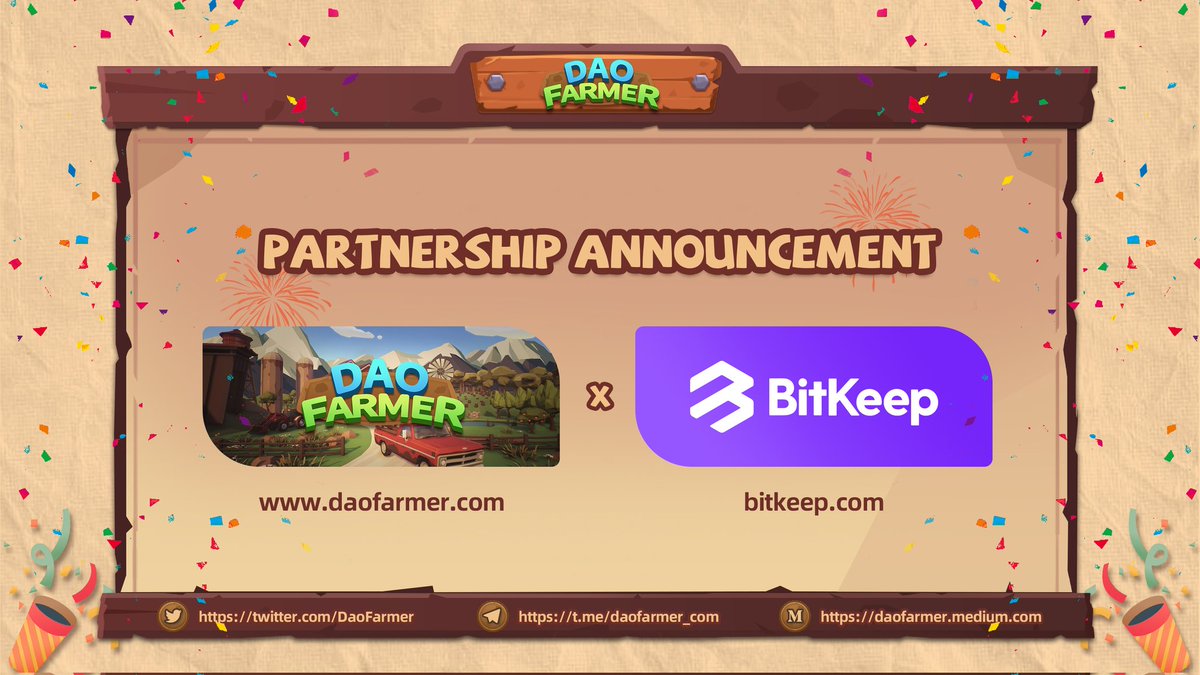#DAOFarmer x @BitKeepOS Strategic Partnership Announcement 

We are so thrilled to announce our partnership with BitKeep Wallet - integrated with different products into a Metaverse and support in terms of Swap, Community expansion, Marketing, etc.