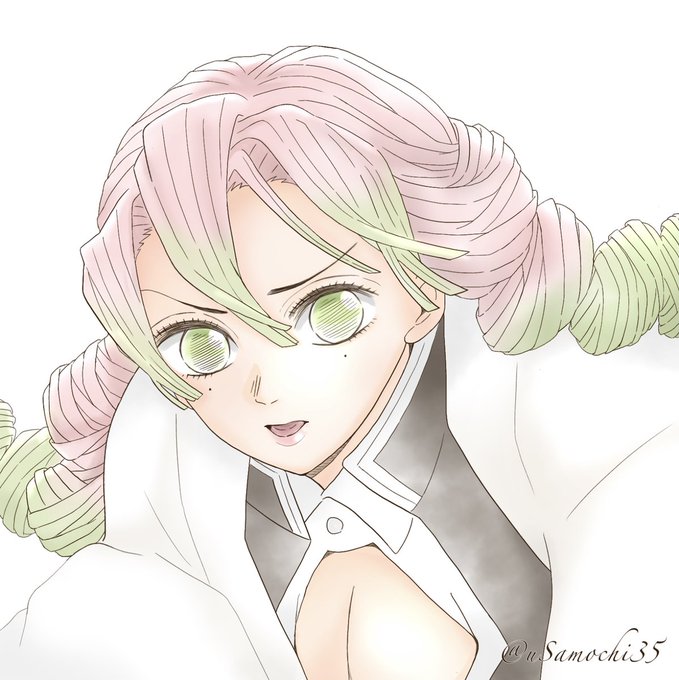 もちん（多忙期間）さんがTwitterに投稿した甘露寺蜜璃(鬼滅の刃)のイラスト。