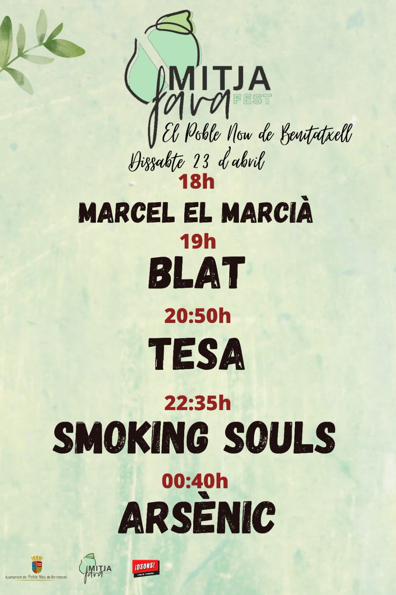 🔥Vos deixem per ací els horaris del concert del dissabte 23 a Benitatxell🔥