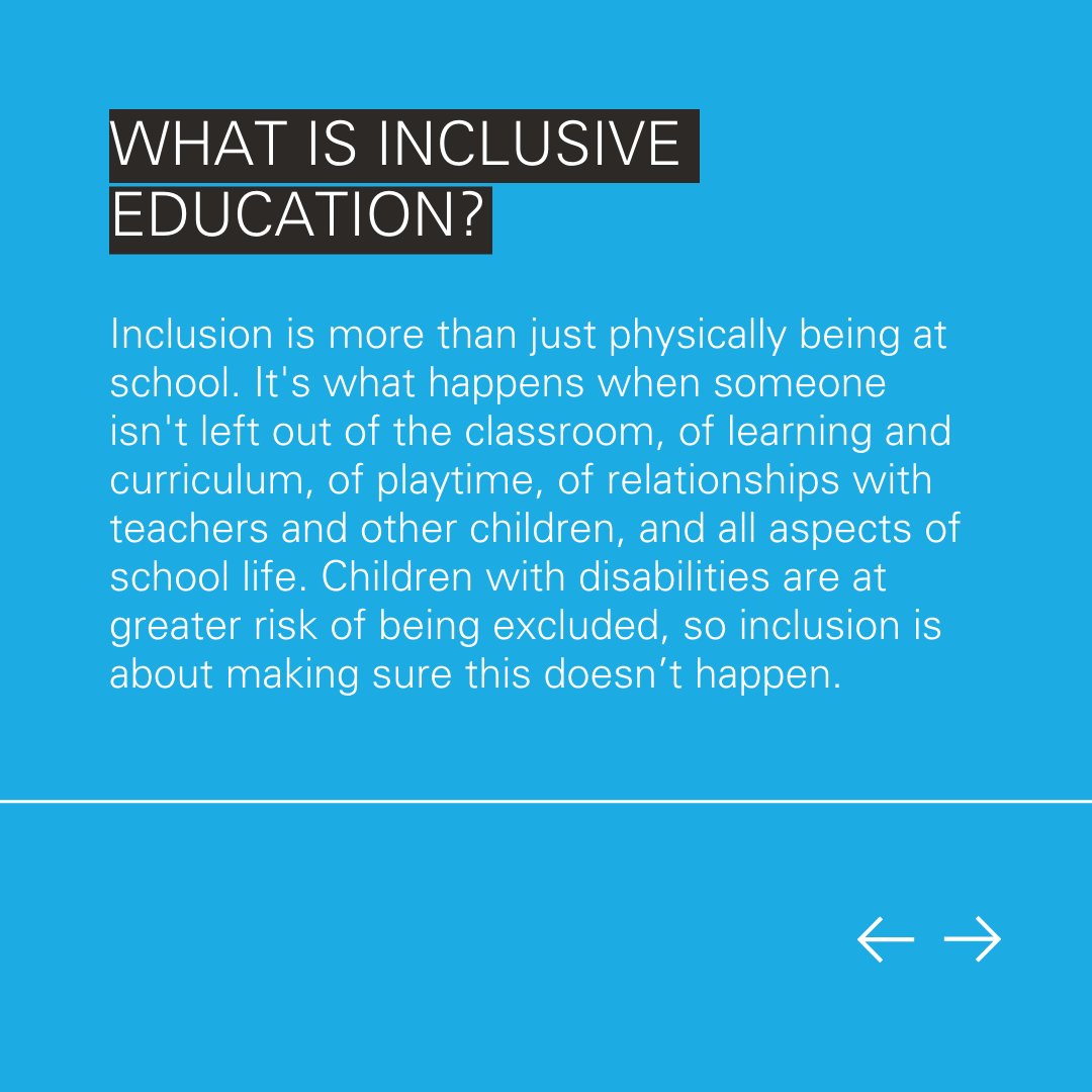UNICEFInnocenti's tweet photo. What is #InclusiveEducation and why is it important? We summarized it for you 👇