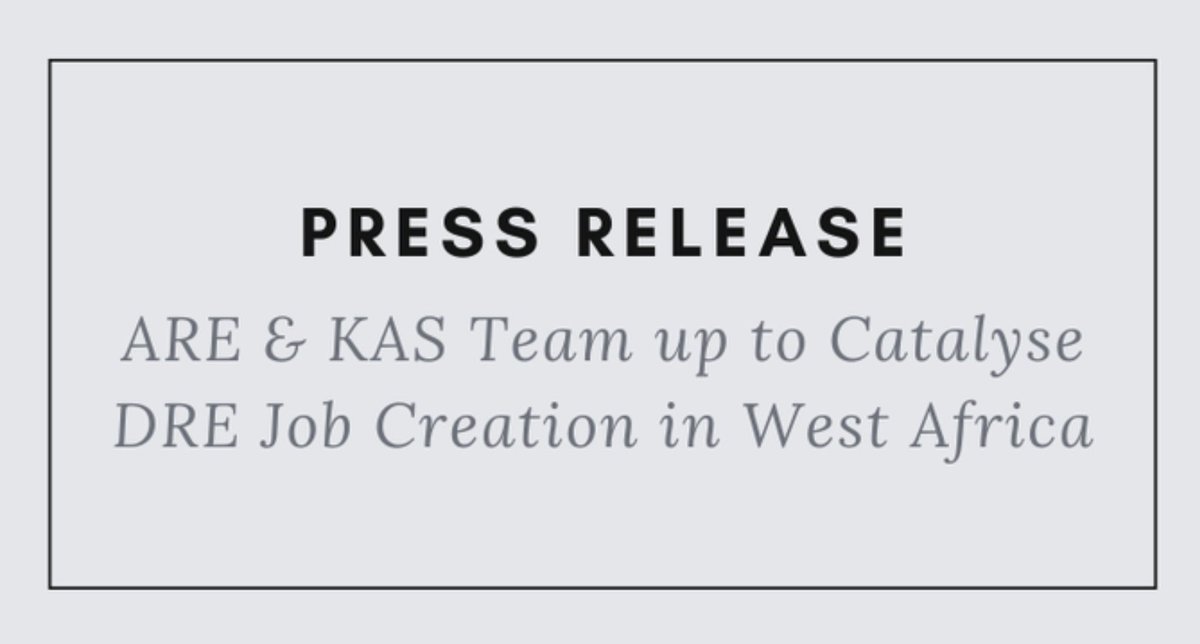 <a href="/kas_ecssa/">KAS Energy Security and Climate Subsaharan Africa</a> and <a href="/RuralElec/">Alliance for Rural Electrification</a> have formed a partnership to demonstrate the potential of decentralised #renewable energy to generate #greenjobs in the West African region. 👉ruralelec.org/press-releases…