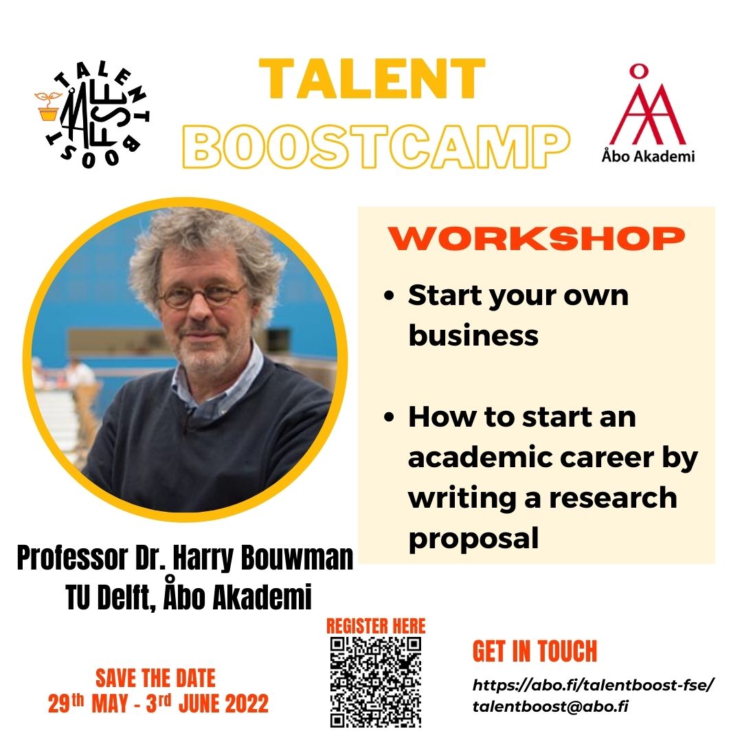 Meet our speakers at Talent Boostcamp 2022!

Harry Bouwman is an Emeritus Professor at Åbo Akademi University, Finland and an Associate Professor at TU Delft, The Netherlands.

#talentboost #aboakademi #workinturku #workinfinland #internationalstudents  #studyabroad #liveabroad