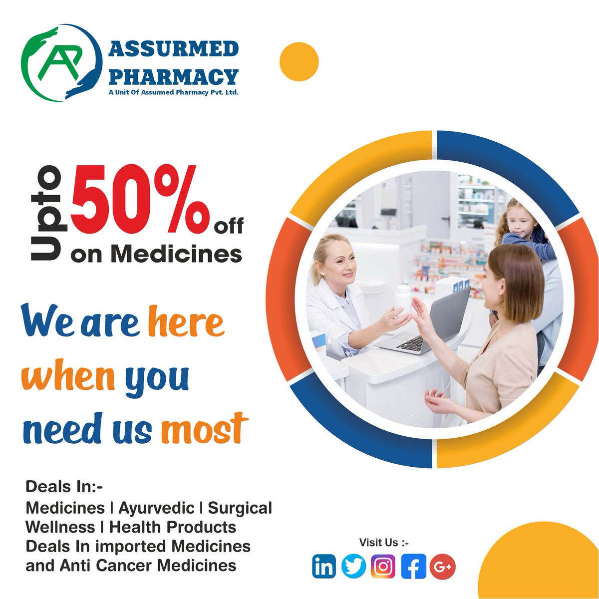 assurmedphrmacy's tweet photo. We are here when you need us most. 
Upto 50% OFF on Medicines. 
Assurance of Cure, Health &amp; Happiness. 
visit us:- https://t.co/aPOGIJiZAX

 #firstborn #firstaid #timeless #time #cure #curese #curedmeat #medicinestudent #medicines #health #healthy #healthtips #healthylife https://t.co/muxvyHtIUP