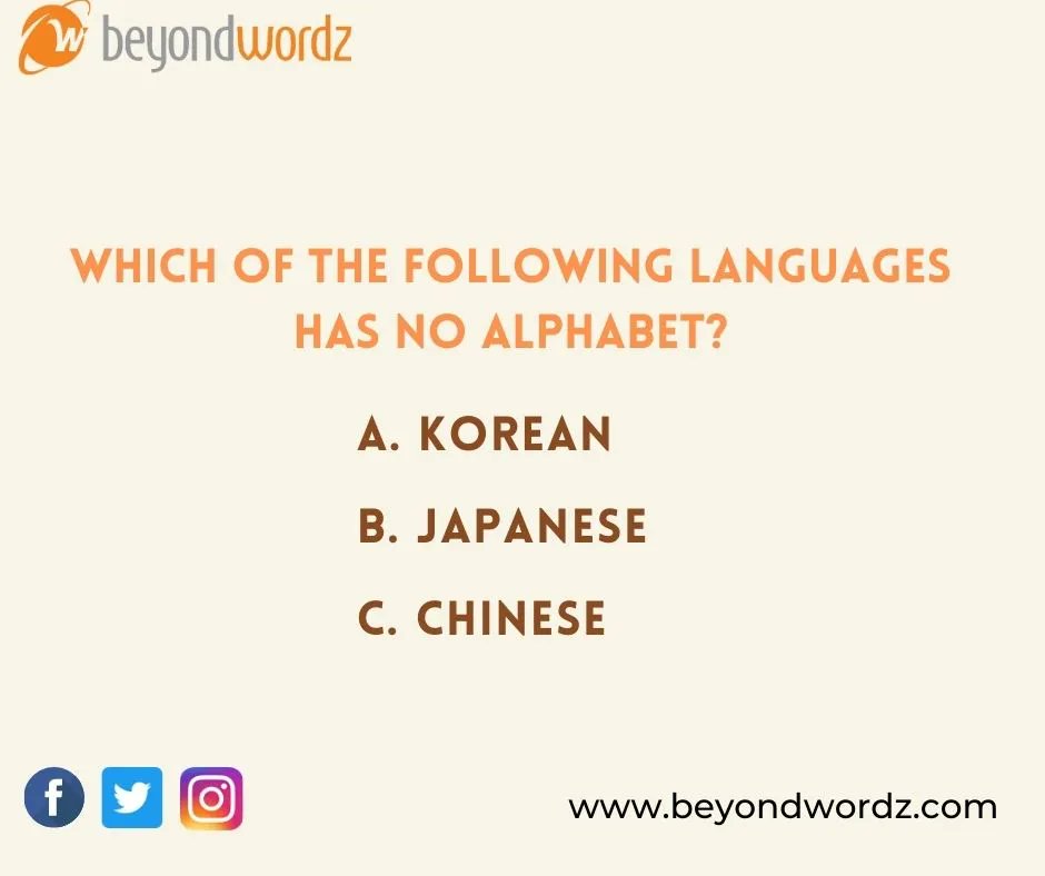 WordzBeyond's tweet image. Which of the following languages has no alphabet?
buff.ly/33SM7yF

#dtplocalization  #multimedialocalization #languagestranslationservices #MultiligualSEO #mobileapplocation #localizationagencies #localization #translation #translationservices #Globalization #localization