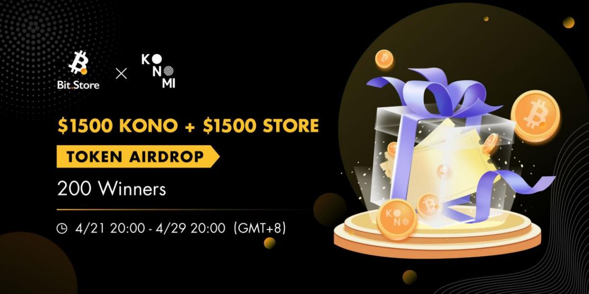 Hey #BitStore fam✨

The community keeps growing and so is our network of partnerships.🤝

Join the #airdrop of #BitStore x <a href="/KonomiNetwork/">Konomi Network</a>. 200 winners will earn $1500 worth of $STORE and $1500 worth of $KONO.

✅Open: April 21 @ 8pm (GMT+8)

Register👇
gleam.io/97e08/konomi-b…