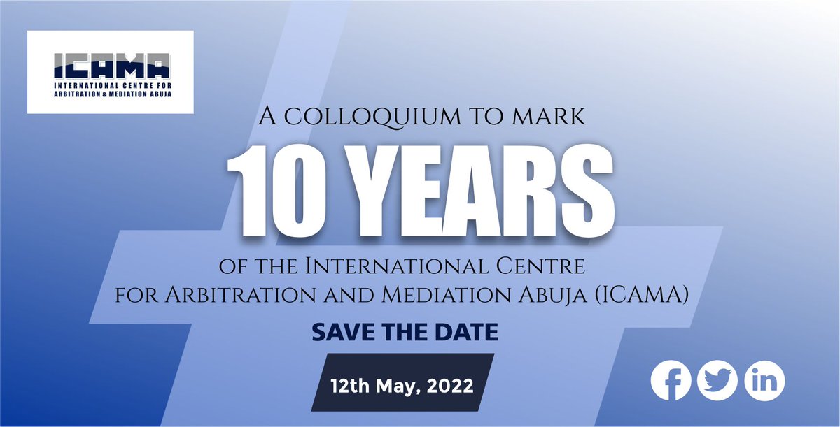 There are two ways you can register for #ICAMAColloquium2022:

1. Follow this link: bit.ly/IcamaColloquiu…

2. Call +234 902 822 2536

#Arbitration #Mediation #ADR