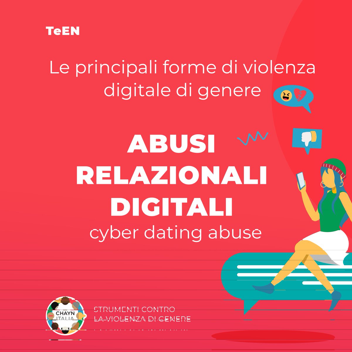 Chayn_Italia's tweet photo. Nelle relazioni violente la persona abusante usa modi più o meno subdoli per ferire o controllare l'altrə, anche tramite la tecnologia. L'#abusodigitale ha molte facce: messaggi/chiamate costanti, app che tracciano i tuoi movimenti, profili falsi per spiare la tua vita online... https://t.co/BY0s4Cg9QX