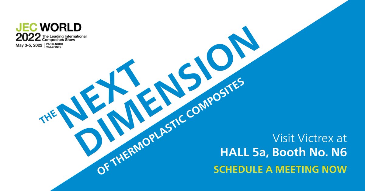 The Victrex team is excited to see you at #JECWorld 2022, the international composite show in Paris. It’s going to be a busy one, so be sure to pre-schedule a meeting with our #PEEK polymer experts ow.ly/FgJY50IMIVB #JECcomposites #composites <a href="/JECComposites/">JEC Group</a>