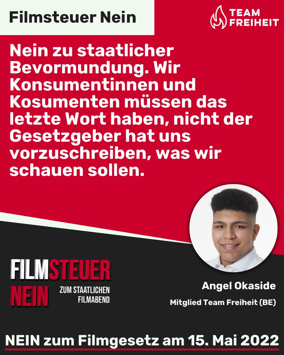 Nein zur staatlicher Bevormundung am 15. Mai 2022 🔥🚫

👉🏻 <a href="/Angel_Okaside/">Angel Okaside</a> , Mitglied Team Freiheit