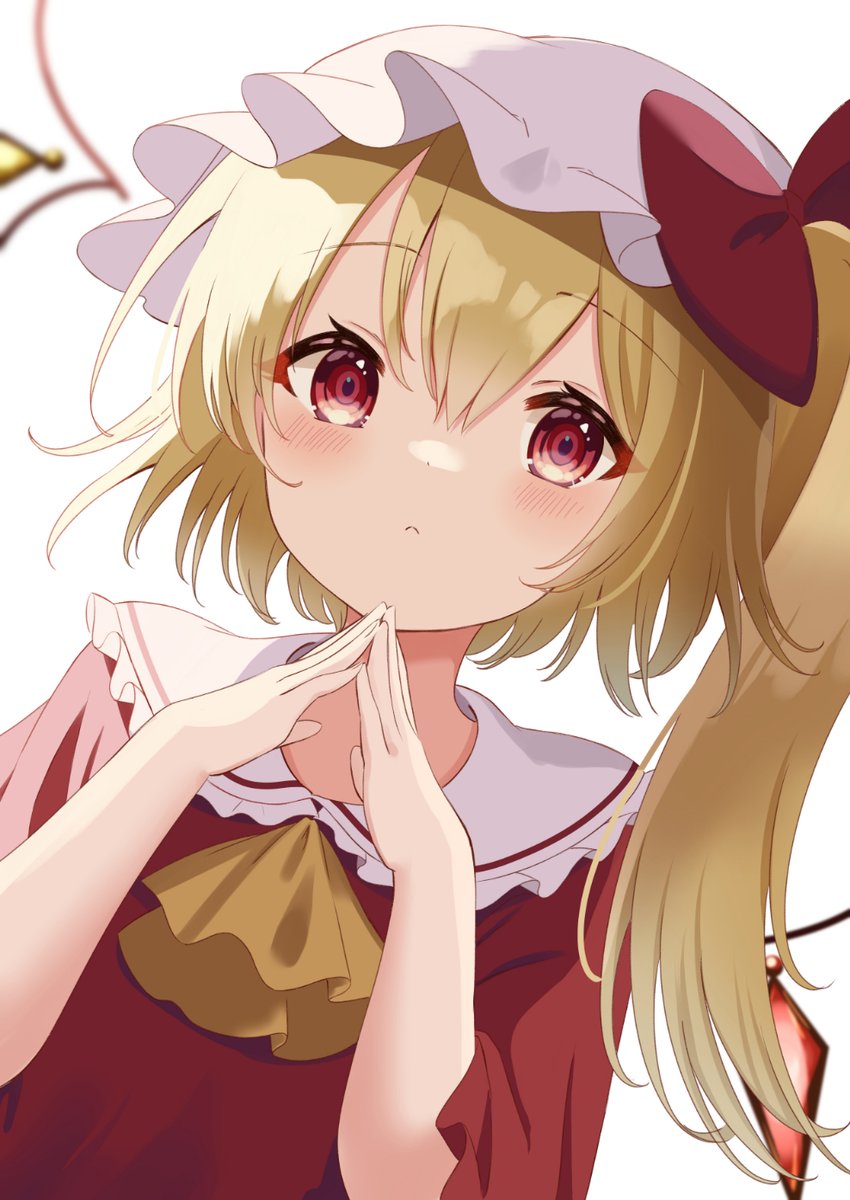 flandre scarlet 1girl solo hat blonde hair wings red eyes mob cap  illustration images