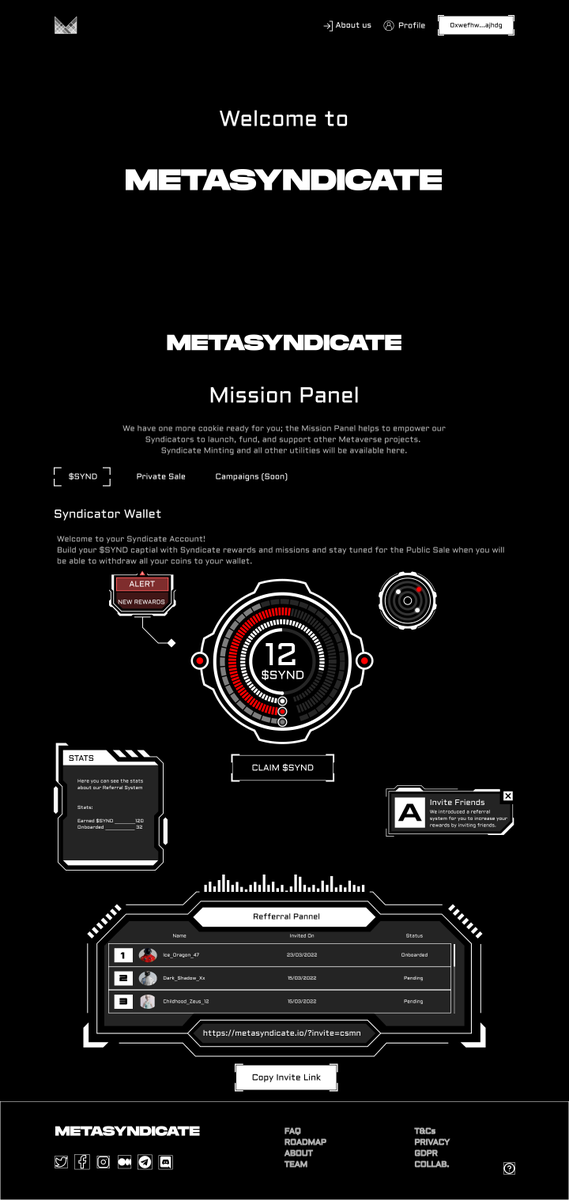 We call all Syndicators to get officially onboarded in the MetaSyndicate.

Follow our guide and join as a Syndicator. Your friends will provide you with a referral code to access the Mission Panel.

medium.com/metasyndicate/…

#Metaverse #Metamask #P2E #h2e #PlayToEarn #CryptoNews