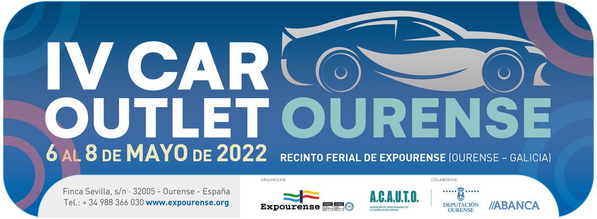 EXPOURENSE's tweet image. Vuelve el #caroutlet de #Ourense. @EXPOURENSE  y #ACAUTO te ofrecerán cientos de oportunidades para encontrar el coche que buscas, quieres y necesitas. Os esperamos del 6 al 8 de mayo! #salondelautomovil