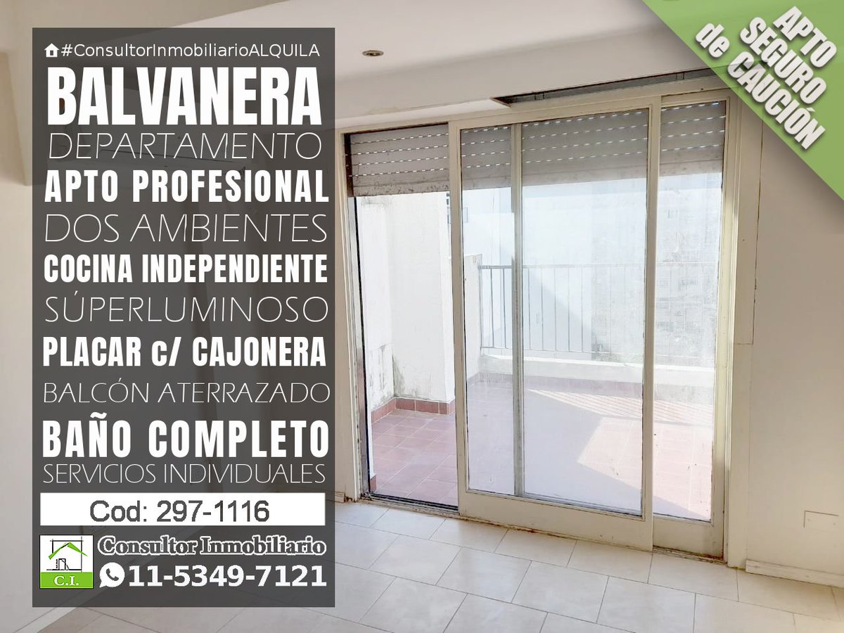 CI_Inmuebles's tweet photo. 🏠#ConsultorInmobiliarioALQUILA #depto #2ambientes #balcónterraza #superluminoso. Dormitorio c/placard baño completo #serviciosIndependientes #aptoprofesional #Balvanera Cód: 297-1116
+FOTOS👉 https://t.co/9vhywo8ZAO
WhatsApp: 11-5349-7121 (https://t.co/XqVTROsI5f)
#BuenMiercoles https://t.co/LjBqNu03tG