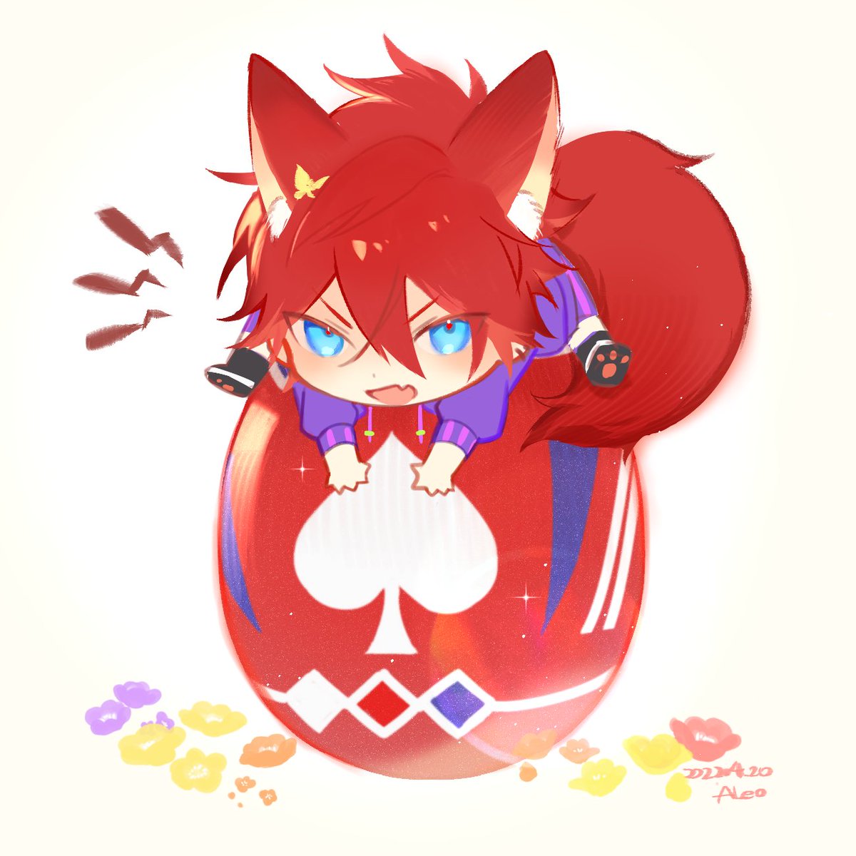 1boy animal ears male focus blue eyes red hair tail fox boy  illustration images