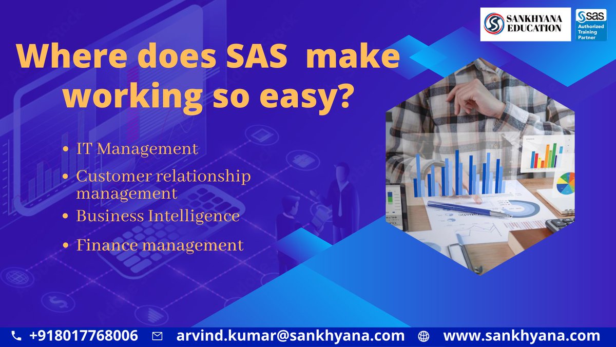sankhayana's tweet image. Where does SAS make working so easy?
Register your interest here: lnkd.in/dccXh9wj
Reach us: +91 8017768006, arvind.kumar@sankhyana.com,
sankhyana.com
 #SASATC #DataAnalytics #Analytics #BiggestSASAuthorizedTrainingPartnerinIndia #BestSASTrainingInstituteinIndia