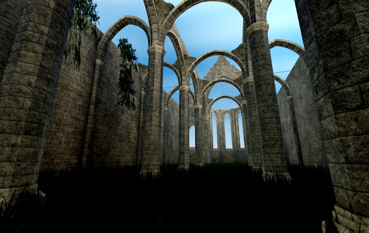 WIP gothic church ruins. This could even turn out into a showcase maybe? 🤔 #Roblox #RobloxStudio #RobloxDev #RobloxDevs