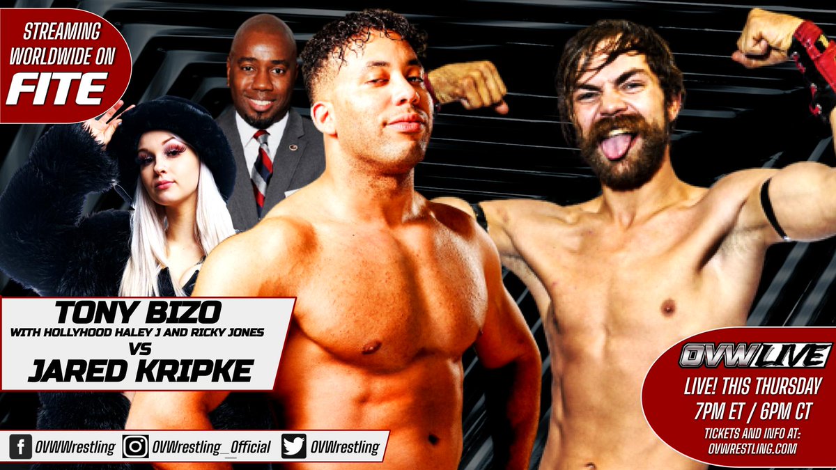 THIS THURSDAY NIGHT: <a href="/tony_bizo/">Bizo (AHJR)</a> will be back in action alongside the Royal Family - <a href="/HollyHoodHaleyJ/">Haley J</a> and <a href="/DrRickyLJones/">Ricky L. Jones</a> - when he takes on "Big Whiskey" <a href="/JaredKripke/">Jared Kripke</a>

Thursday, April 21 at 7 PM ET
Davis Arena 
4400 Shepherdsville Rd
Louisville, KY

🎟️🔗: ovwrestling.com